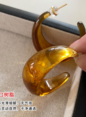 DSTYLE欧美夸张简约咖色大耳钉女