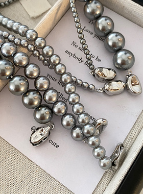 DSTYLE银灰色S家真多麻珍珠项链