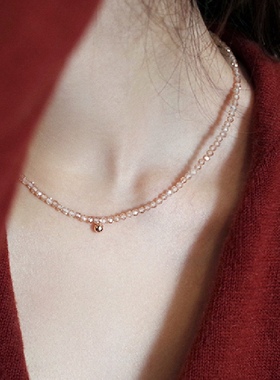 解忧 饰物流金岁月闪耀串珠香槟小金球项链女法式小众ins风锁骨链