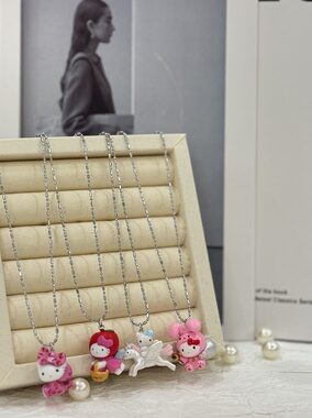 GLOWTEMPO原创设计可爱卡通kt猫项链女毛衣链小众设计辣妹潮卫衣