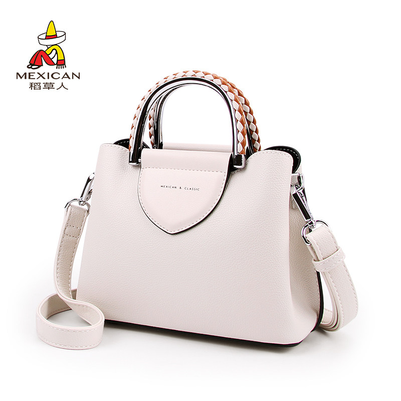 稻草人女士新款2020潮白色手提包 稻草人驰也女士包袋