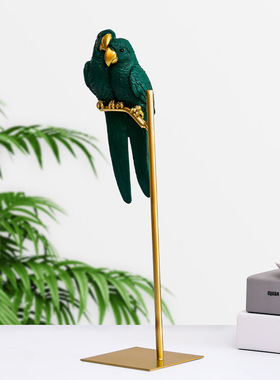 轻奢风情侣鹦鹉酒柜橱窗树枝小鸟