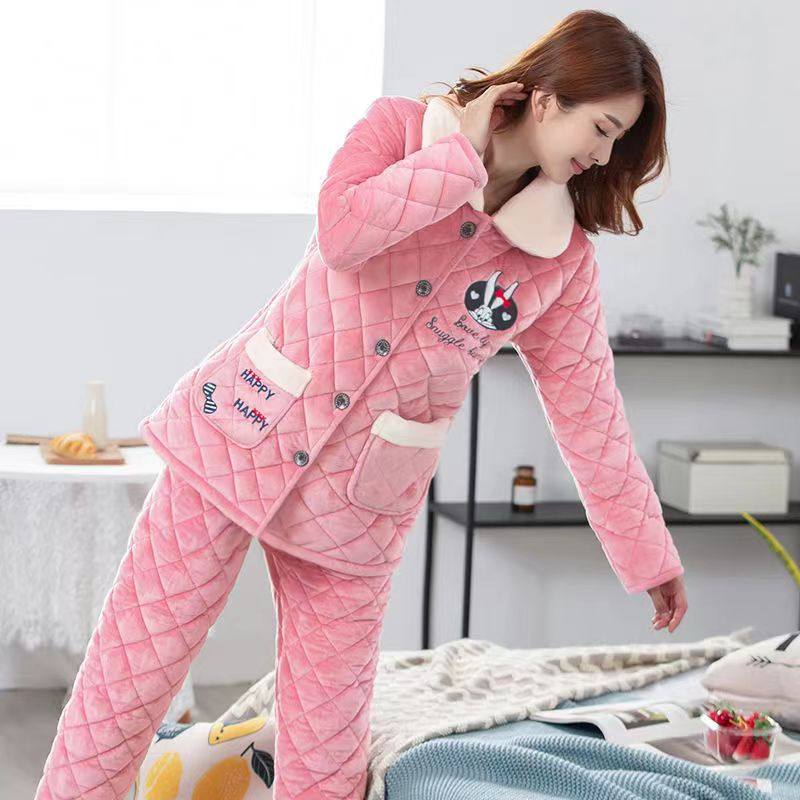睡衣女冬季三层加厚夹棉睡衣女珊瑚绒法兰绒秋冬保暖可外穿家居服,淘宝优惠券,粉丝福利购,淘宝优惠卷