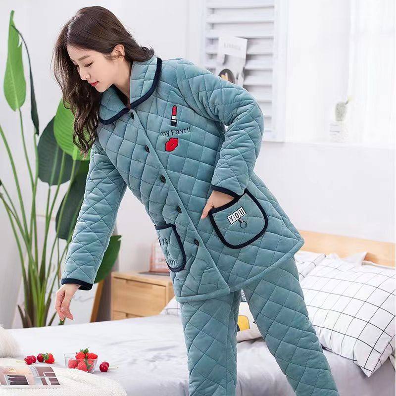 睡衣女冬季三层加厚夹棉睡衣女珊瑚绒法兰绒秋冬保暖可外穿家居服,淘宝优惠券,粉丝福利购,淘宝优惠卷