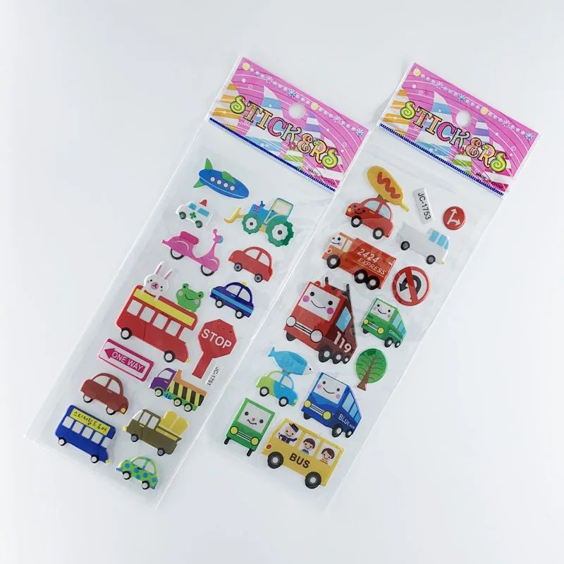 8 Sheets/Set Traffic Car Stickers  For Kids Boys 3D Puffy Bu - 图2