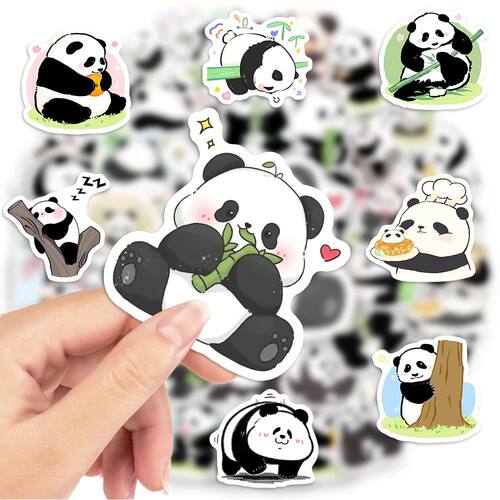 Cute Cartoon Panda Stickers Watercolor Fun DIY Gift Kids Toy - 图0