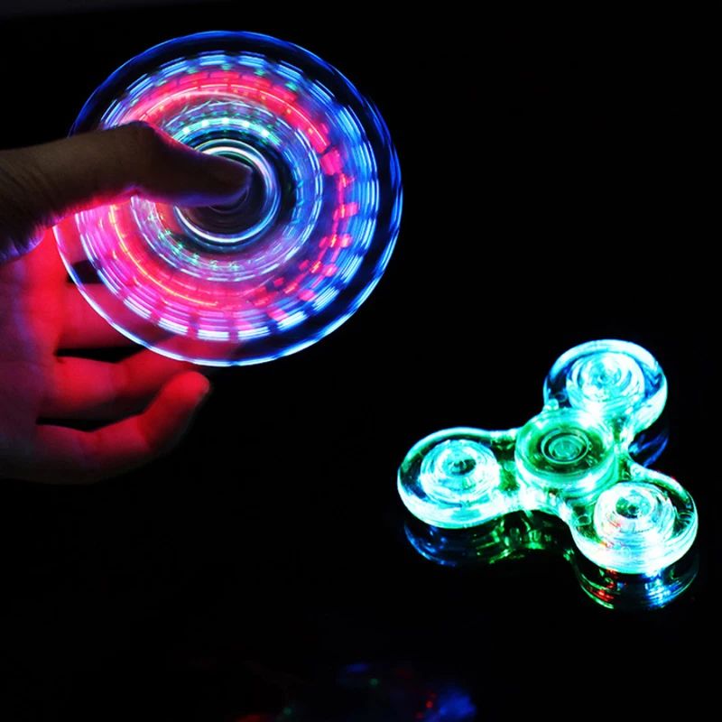 Transparent Gyro Fingertip With Light Luminous Colorful Lumi - 图0