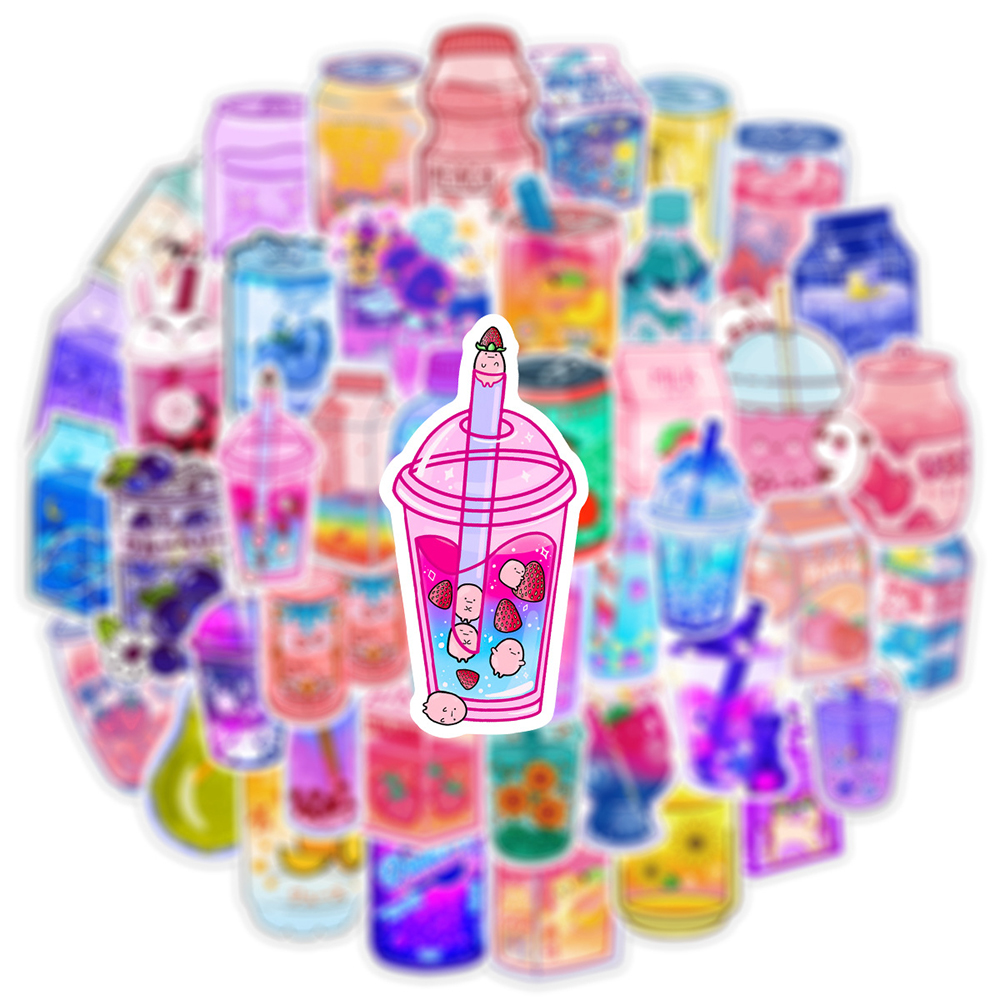 50PCS Cute Drink Aesthetic Stickers Cartoon Decal Scrapbook - 图1