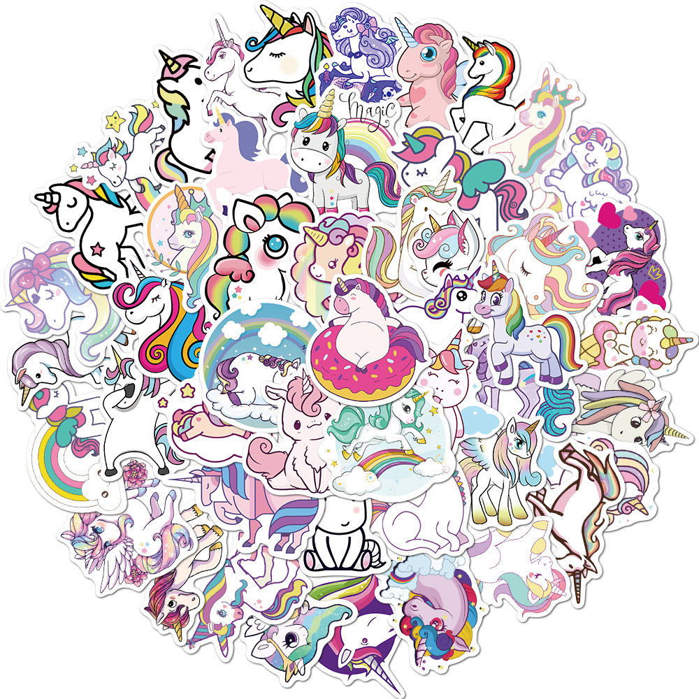 50pcs cartoon patn unicorn graffiti stickers luggage - 图1