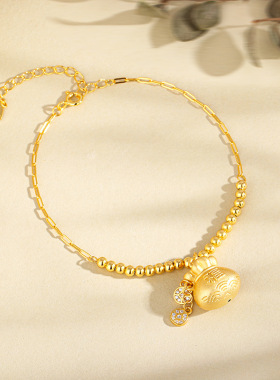 s925纯银财宝福袋手链女2025年新款高级感小众轻奢招财纳福锁骨链