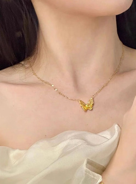 金店同款蝴蝶项链18K金锁骨链