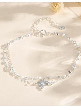 s925纯银双层链蝴蝶手链女生2025年新款韩版小清新手饰甜美少女风