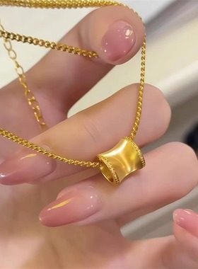 18K黄金色小蛮腰项链轻奢小众设计感锁骨链2025新款爆款颈链配饰