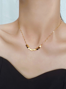 八方来财碎银子小方糖项链女轻奢小众高级感锁骨链2025年新款百搭