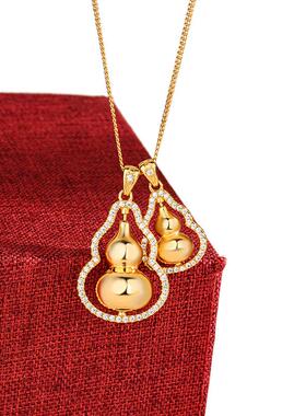 s925纯银镶钻双葫芦项链