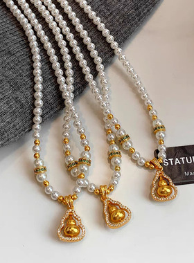 新中式珍珠项链毛衣链轻奢高级感