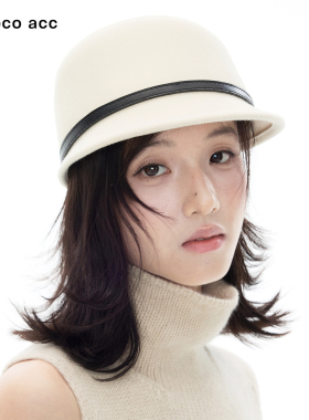 Lacoco复古100%羊毛骑士帽女