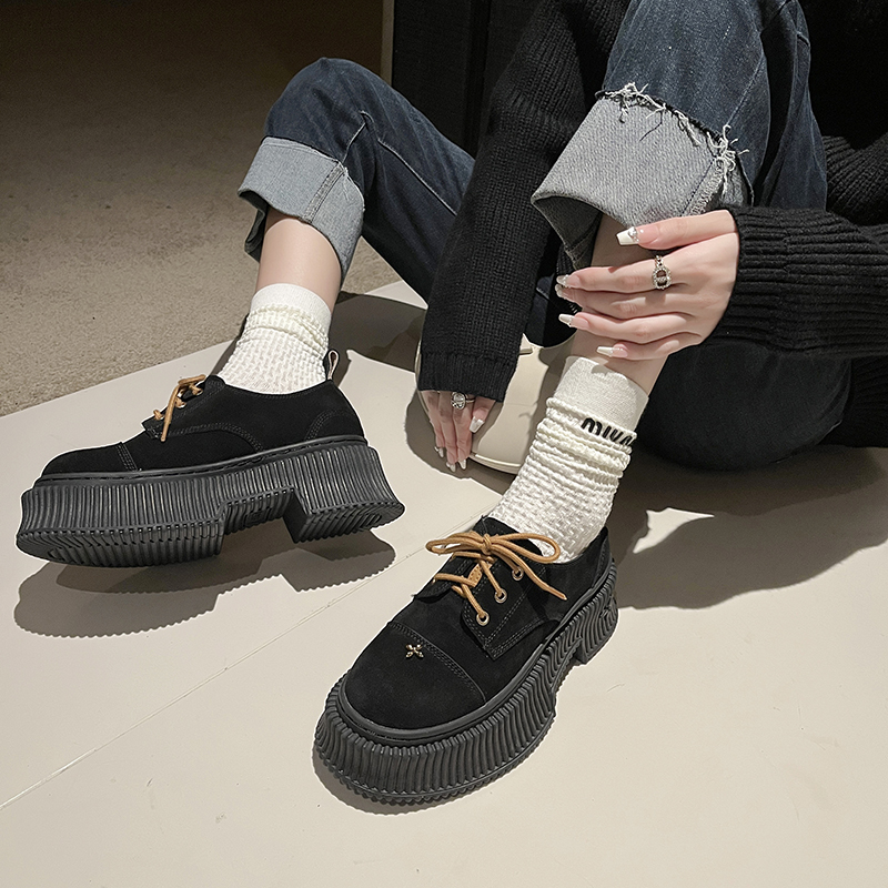 姜饼沙漠马丁靴女夏季真皮增高厚底大黄靴小个子皮鞋女英伦风短靴 - 图0