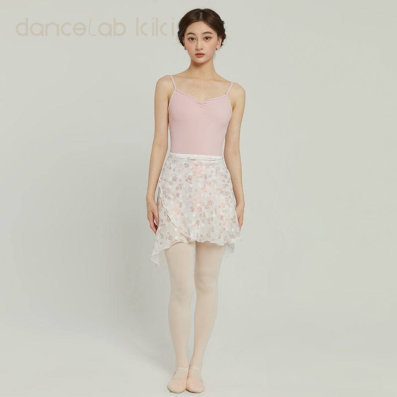 dancelabkiki芭蕾舞吸湿排汗练功服吊带调节肩带胸前抽绳樱花粉 - 图2