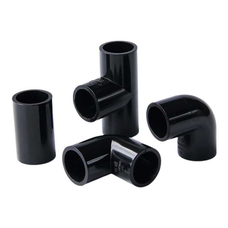 PVC纯黑鱼缸水管配件塑料给水管转换 立体三通四通直通给水配件 - 图3