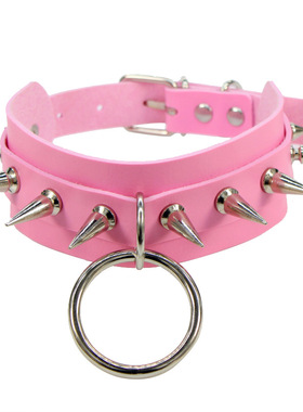 欧美个性夸张原宿风O形圆环项圈 夜店酒吧街拍铆钉尖钉锁骨链