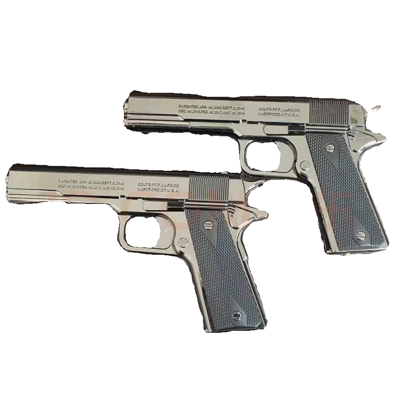 创意1911充气防风枪型打火机全金属加重大火力个性影视道具1:5-图3
