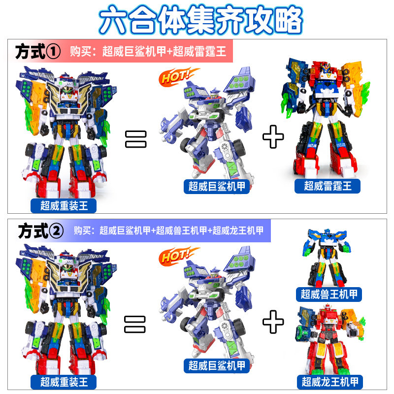 迷你特工队超威能量战队变形机甲雷霆王六合体超威重装王大号玩具