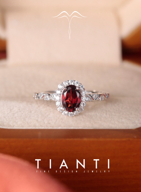 TIANTI红石榴石纯银戒指不掉色