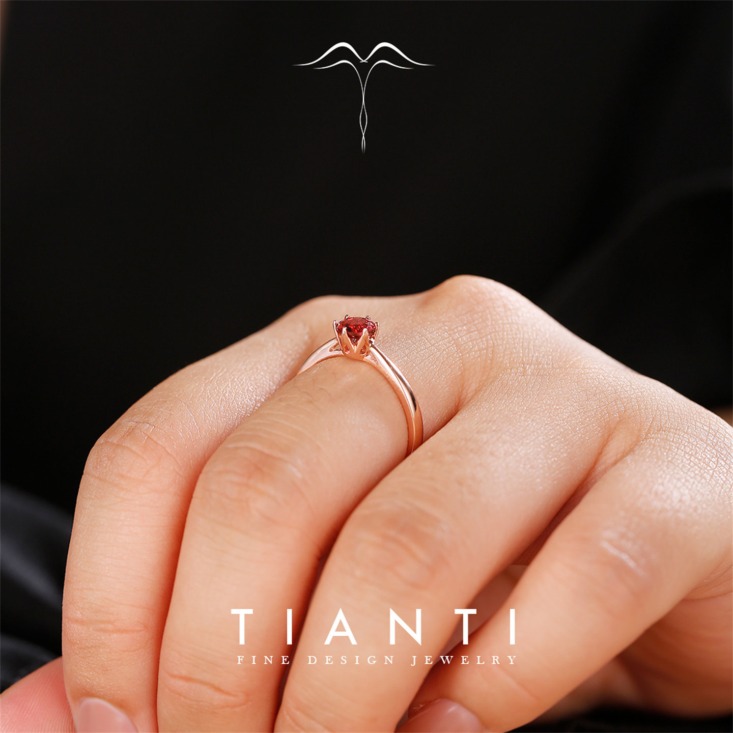 天然红石榴石宝石戒指稚雅S925纯银镀18k金经典六爪简约款活口女,淘宝优惠券,粉丝福利购,淘宝优惠卷