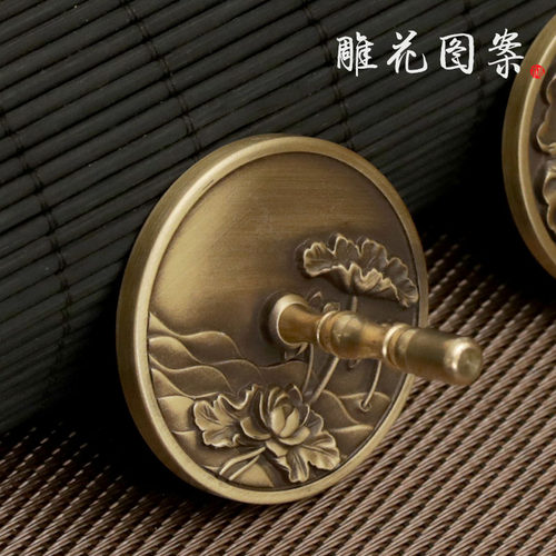 功德 纯黄铜加厚雕花香灰压家用香炉灰押平灰器打拓香篆香道用具 - 图2