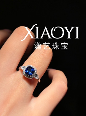 斯里兰卡蓝｜不掉色1ct培育皇家蓝戒指百搭925银