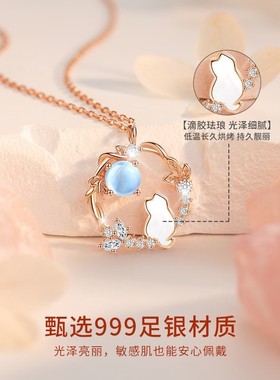 猫咪999纯银项链女士2025新款轻