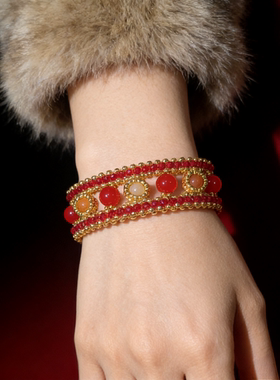 新年本命红手链龙骨女红玛瑙轻奢小众设计高级感复古贵气显白手镯