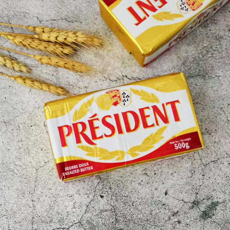 法国总统淡味黄油块500g动物性发酵牛油淡味面包烘焙家用原料饼干-图0