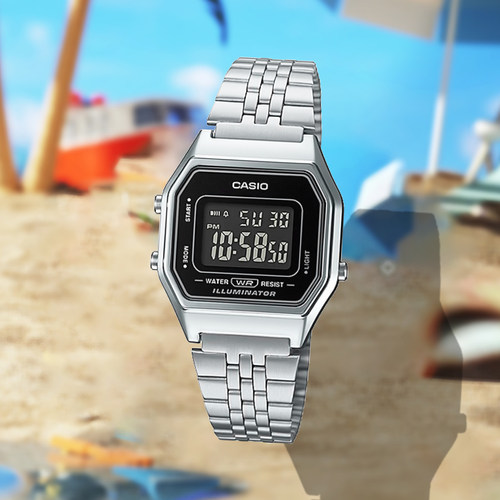 卡西欧电子表男手表女LA670WGA-9D/LA680/A168WAWG-9W方块小金表 - 图0