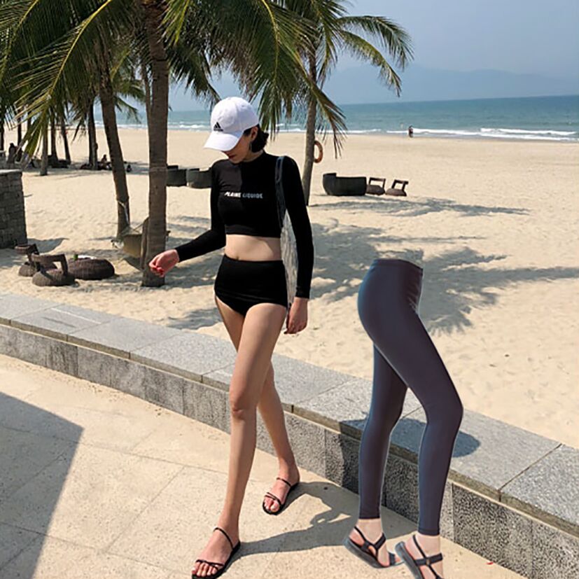 黑色長袖防曬泳衣女溫泉速干度假休閑沖浪浮喬 學生分體潛水服 黑色長袖防曬泳衣女溫泉速干度假休閑沖浪浮喬 學生分體潛水服