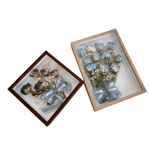干花相框成品玫瑰蔷薇diy立体植物标本复古装饰摆设装饰画礼物 - 图3
