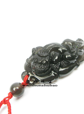 冰种黑曜石貔貅民族风工艺品吊坠