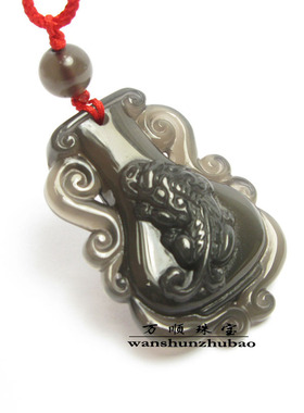 晶万顺冰种黑曜石貔貅新年礼吊坠