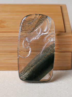 晶万顺天然绿幽灵千层山吊坠