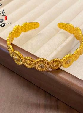 【金店同款】古法沙金镶钻小雏菊