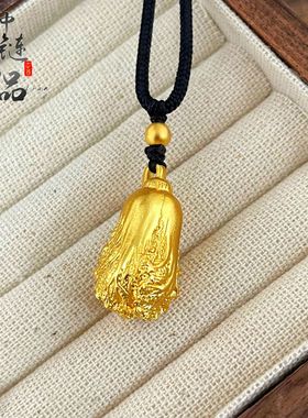 金店同款高保色古法沙金招财白菜吊坠 铜镀金百财挂坠diy配件