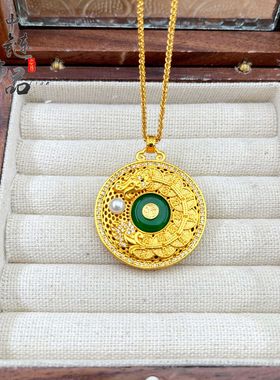 越南沙金不掉色古法镶钻镂空乾隆