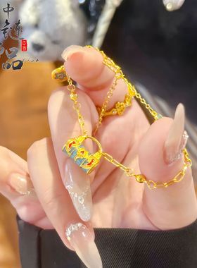 越南沙金不掉色古法珐琅彩荷塘