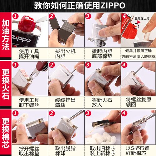 Zippo打火机配件官方正品美国煤油火石棉芯专用防风送男朋友礼物 - 图2