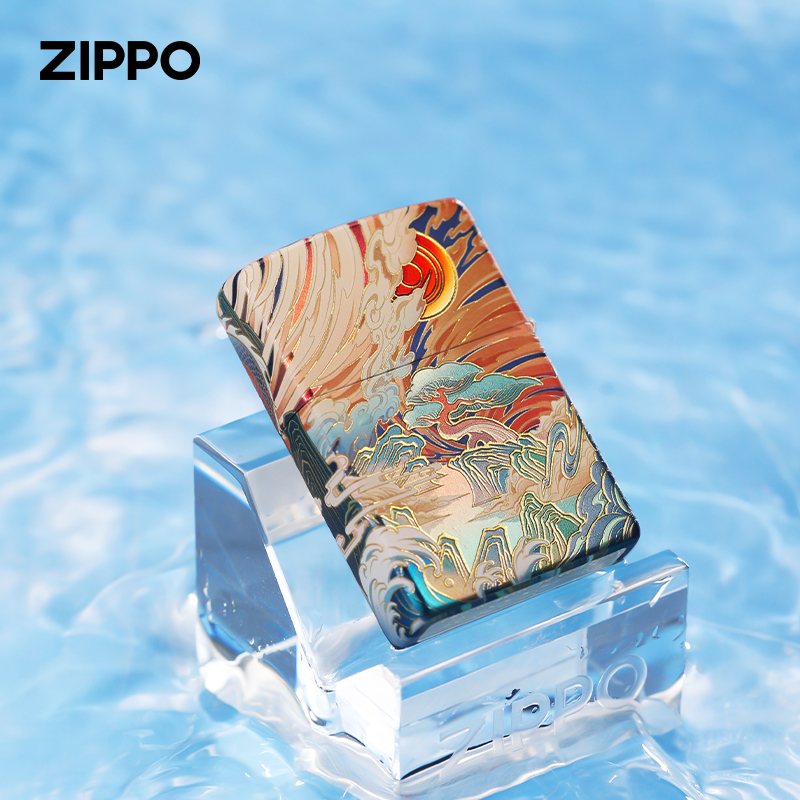 Zippo官方正品中国设计师鱼跃龙门传统包银烫金送老公打火机礼物
