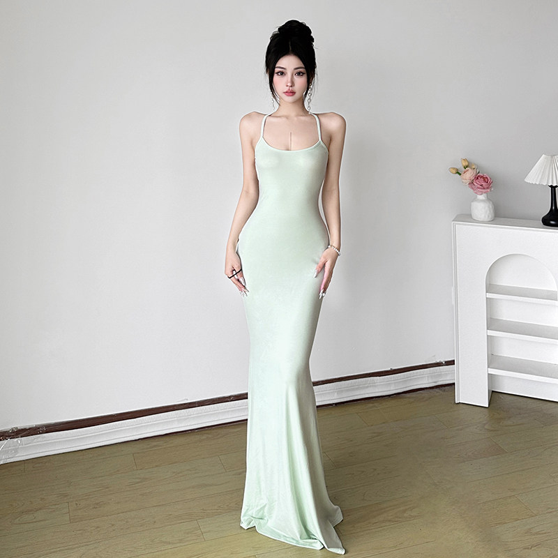 Amyway【清新绿意】小众蝴蝶结镂空露背高级感吊带裙包臀鱼尾裙,淘宝优惠券,粉丝福利购,淘宝优惠卷