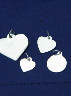 diy免费刻字桃心吊坠配件足银