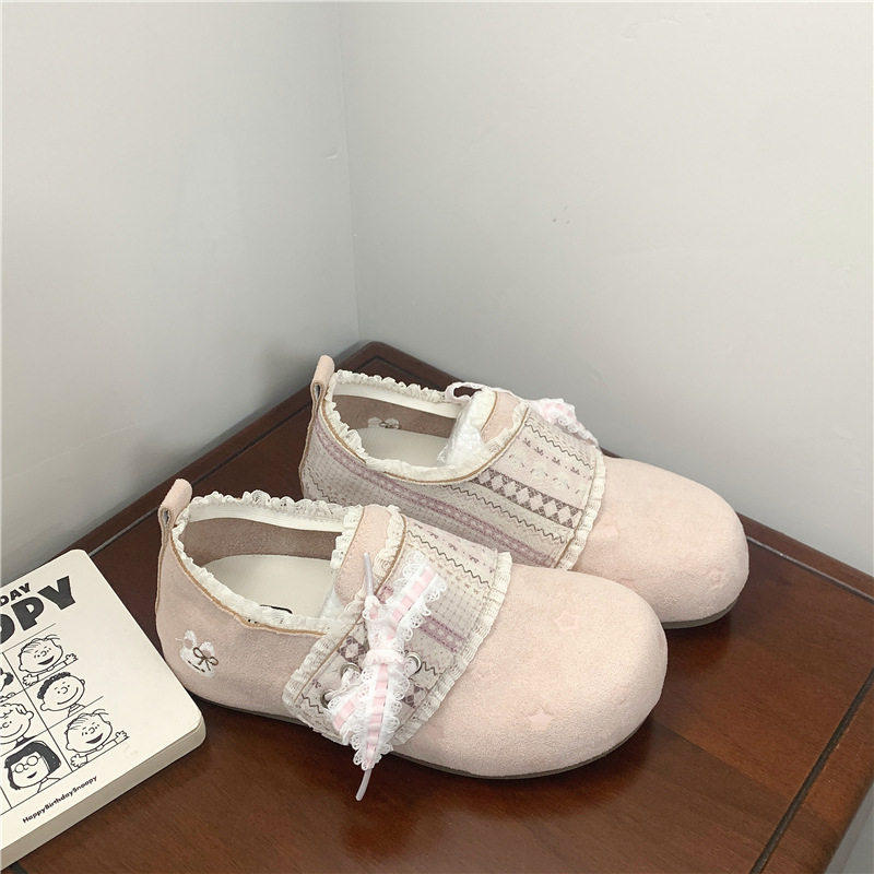 高颜值薄底勃肯休闲鞋子2026春夏百搭一脚蹬蕾丝豆豆鞋,淘宝优惠券,粉丝福利购,淘宝优惠卷