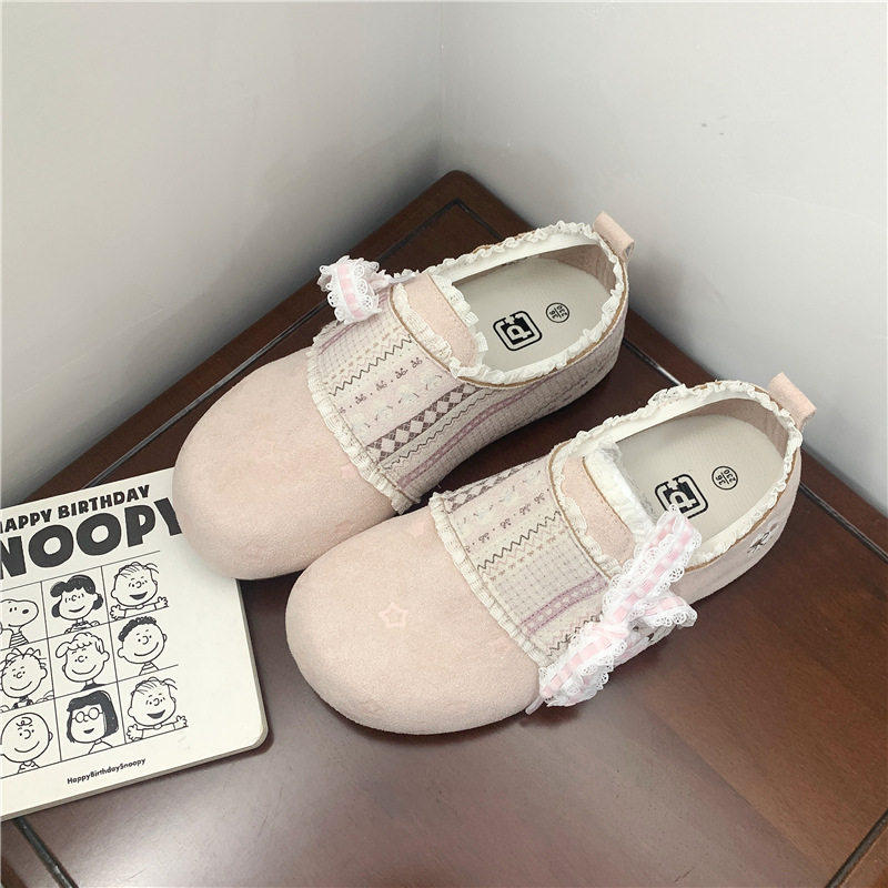 高颜值薄底勃肯休闲鞋子2026春夏百搭一脚蹬蕾丝豆豆鞋,淘宝优惠券,粉丝福利购,淘宝优惠卷